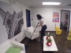 Sexy cleaning lady is sucking dick