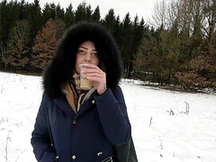 Approaching a German girl in the winter for a POV BJ