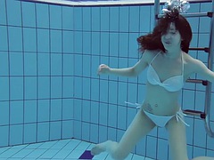 素人, 美女, チェコ, プール, 公共, 赤毛, 一人, 水中