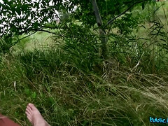 Blonde Pornstar Can't Help Herself - cum on tits outdoors