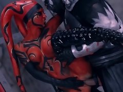A sexy Sith girl is sucking a large dick on her knees