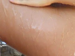 Chica, Rubia, Consolador, Masturbación, Al aire libre, Afeitado, Tetas, Juguetes