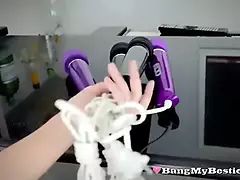 美女, 茶髪の, 顔射, グループ, オージー, 赤毛, オッパイの, おもちゃ