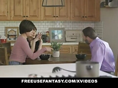 Horny Stepdad Bangs Busty Wife and Teen Stepdaughter in Hot Threesome