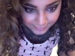 Mixed Race Hottie Finger Bangs Herself