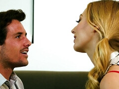 Blonde Temptress Explores Intense Passion in Indoor School Uniform Play