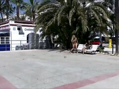 Barefoot Julia going nude public beach
