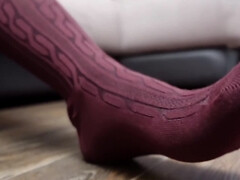 Schoolgirl Shows Feet In Knee Socks And Changes Dress Knee Socks Nylon Pantyhose Foot Fetish