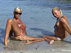 Chica, Bikini, Rubia, Lesbiana