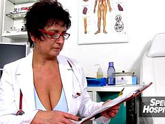 美女, 茶髪の, フェティッシュ, 婦人科