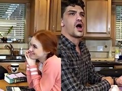 美女, フェラチオ, 赤毛, オッパイの