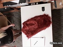 Amateur, Blonde, Sucer une bite, Attrapée, Bureau, Réalité, Criant, Adolescente