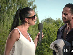 HITZEFREI buxomy German honey Jacky Lawless Ass nailed Outdoors