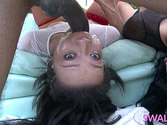 Grosser schwanz, Schwarz, Blasen, Sperma im mund, Spermaladung, Riesenschwanz, Latina, Monster