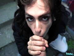 Mamada, Morena, Vestidas, Al aire libre, Pov