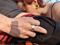 Amateur, Verga grande, Mamada, Europeo, Alemán, Al aire libre, Público, Adolescente