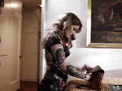 Blondine, Schwanz, Hardcore, Hd, Zierlich, Taboo, Tätowierung, Titten