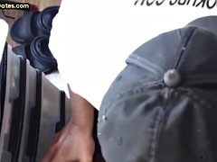 Gloryhole dude shows off sucking skills while jerking off cock