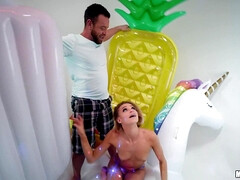 Inflatable Room - fetish hardcore with slim blonde