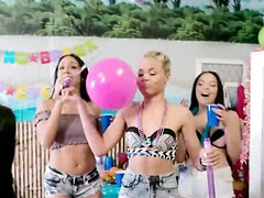 College girls are having a spring break party with a lad