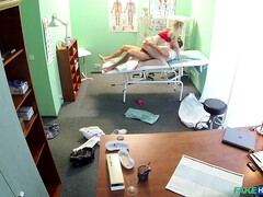 Tussi, Blondine, Blasen, Lecken, Büro, Dürr, Uniform, Spanner