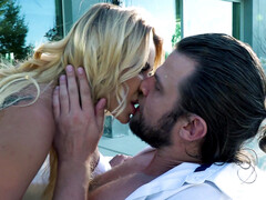 アスtoマウス, ブロンド, フェラチオ, 茶髪の, イく瞬間, チン, 顔射, 自然山雀