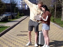 Pijpbeurt, Bruinharig, Hondjeshouding, Natuurlijke tieten, Rijden, Russisch, Geschoren, Tiener