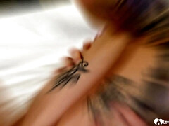 Amazing cowgirl session with a tattooed beauty