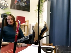 Stiefel, Britisch, Frau, Fetisch, Leder, Herrin, Pov, Spanner
