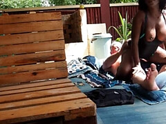 Grosser arsch, Schwarz, Paar, Hd, Milf, Im freien, Pool, Unter wasser