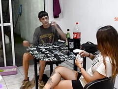 18, デカパイ, フェラチオ, カップル, イく瞬間, チン, Hd, ティーン