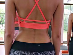 Blonde getting creampie in fitness gym