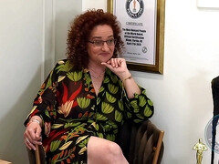 Chica, Gafas, Masaje, Masturbación, Maduro, Coño, Pelirrojo, Afeitado