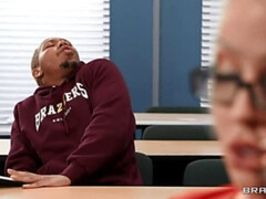 Черные, Блондинки, Минет, Сперма на лице, Затыкание рта, Очки, Межрасовый секс, Учитель