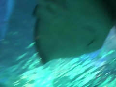 Enthousiasteling, Badpak, Blond, Brillen, Gezichtspunt, Kut duiken, Mager, Tieten likken