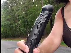 Enthousiasteling, Travestiet, Seksspeelgoed, Ondergoed, Buiten, Shemale, Alleen, Zuigen