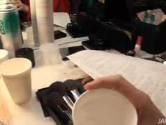 Asiático, Negro, Grupo, Hd, Medias largas, Trio, Uniforme, Bajo la falda