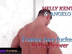 Watch Nelly Kent gagging on cock while getting her face fucked in the shower