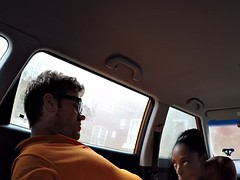Natural busty ebony fucks instructor in his car