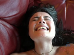 Leie, Braunhaarige, Freundin, Orgasmus, Pov, Muschi, Rasiert, Titten