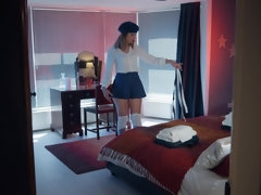 美女, ベッドルーム, ブロンド, フェラチオ, 中出し, フランス人, 自然山雀, 馬乗り