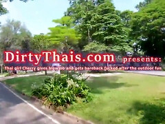 Amateur, Asiatique, Sucer une bite, Brunette brune, Hd, De plein air, Pov, Thaïlandaise