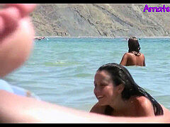 Plage, Brunette brune, Voyeur