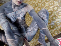 Gotisch, Hd, Masturbatie, Doordringend, Kut duiken, Alleen, Tatoeage, Speelgoed