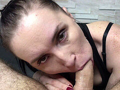 Blow job, russian, submissive cuckold