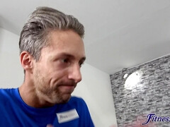 Tiny Sporty Gym Babe Fucks Teacher 1 - Fitness Rooms