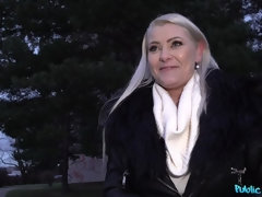 アメリカ人, デカパイ, フェラチオ, チェコ, ヒール, 公共, ストッキング, ヒモパン