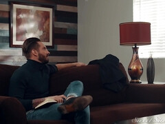 Blasen, Europäisch, Ehemann, Lecken, Milf, Muschi, Kurzes haar, Rock