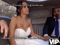 デカパイ, 車, ドレス, 旦那, なめる, ストッキング, タトゥー, 結婚式