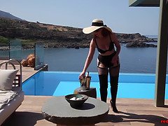 Дилдо, Очки, Каблуки, Белье, Мастурбация, Зрелые, Рыжие, Соло